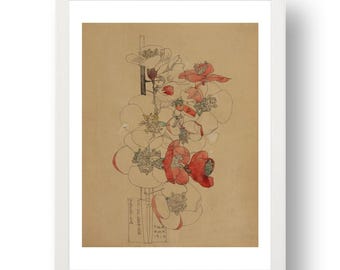Japonica (Chiddingstone 1910) flowers by Charles Rennie Mackintosh and Margaret Macdonald Mackintosh, beautiful print