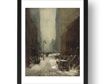 Snow in New York (1902) by Robert Henri, vintage landscape cityscape,  framed reproduction