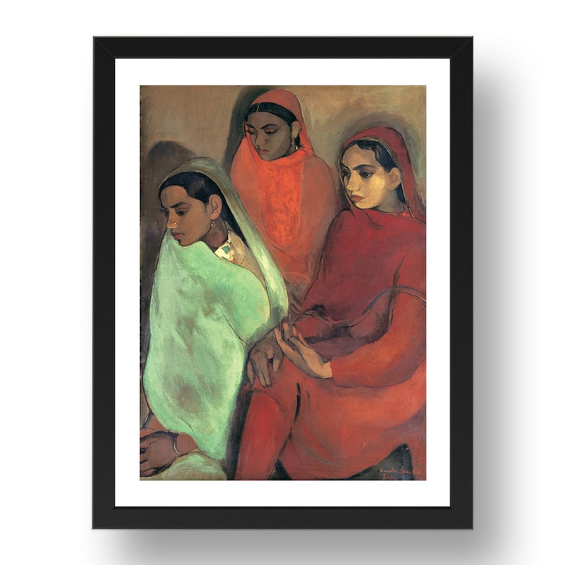 Group of Three Girls 1935 by Amrita Sher-Gil vintage portait | Etsy