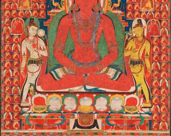 Amitabha (Amitayus) Buddha, Tibet c1300, vintage Buddhist art, vintage wall art, digital download