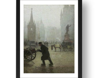 Albert Square, Manchester UK, 1910 by Pierre Adolphe Valette, French Impressionist Teacher of LS Lowry (Framed Print)