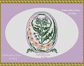 Thistle wildflower and daisy in flower vintage arrangements counted cross stitch Pattern PDF xstitch, scotland thistle bouquet crossstitch