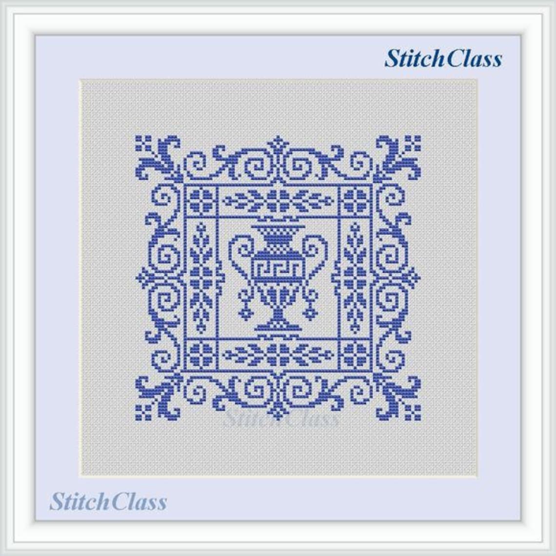 Counted Cross Stitch Pattern PDF Greek Vase With Floral Etsy
