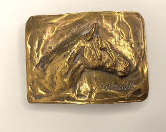Horse bronze belt buckle lost wax casting