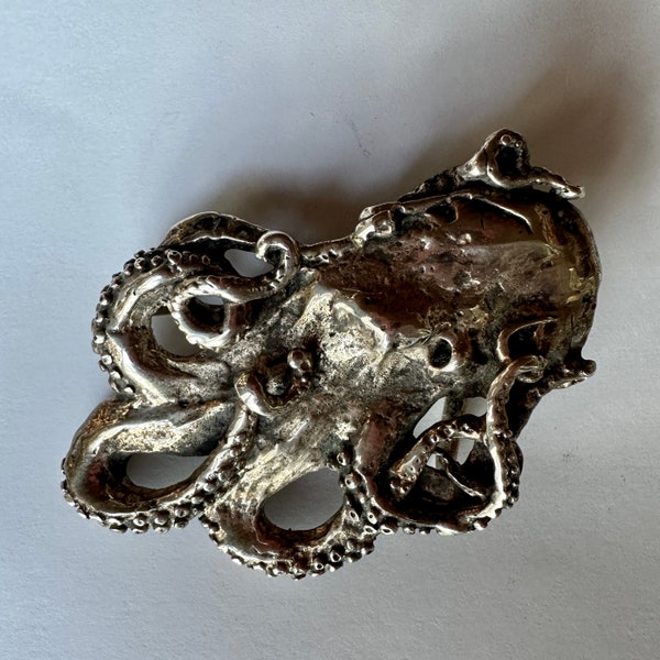 Beautiful Handmade Silver Plate Octopus Belt Buckle
