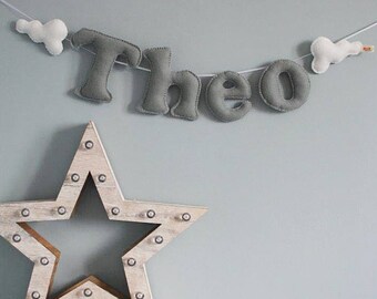 Cloud name bunting - nursery decoration - MADE TO ORDER