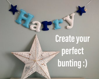 Personalised Name Garland - nursery decor - star bunting - child's decor - kids decor - MADE TO ORDER