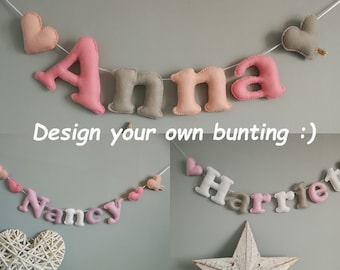 Personalised Baby shower bunting, personalised garland, name garland, name bunting, baby gift, handmade in uk, nursery decor, custom made