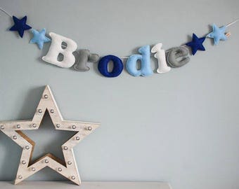 Personalised Baby Bunting, name garland, nursery decoration, made to order