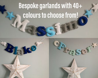 Cute Custom Name Bunting, you choose the colours, perfect baby gift, nursery decoration, newborn nursery bunting, handmade to order,