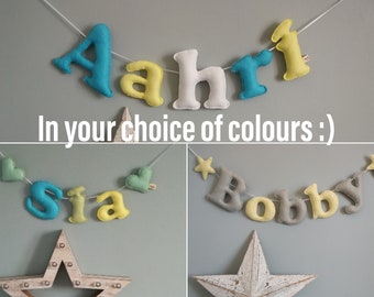 Personalised name bunting - gender neutral name garland - name bunting - gender neutral baby gift - baby decor - handmade - made in UK