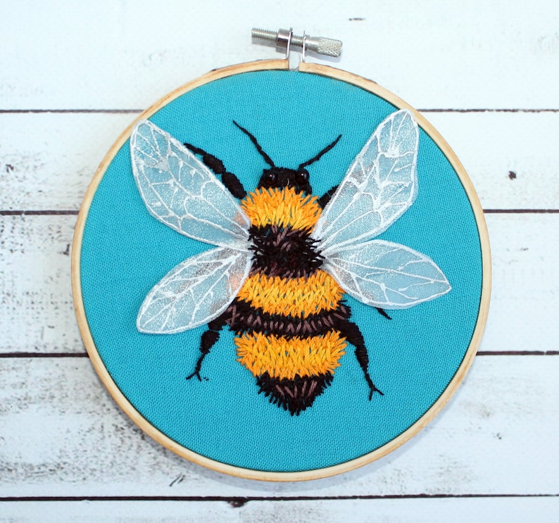 Bumble bee embroidery hoop art hand embroidered wall decor  etsy Bumble bee embroidery hoop art hand embroidered wall decor  etsy