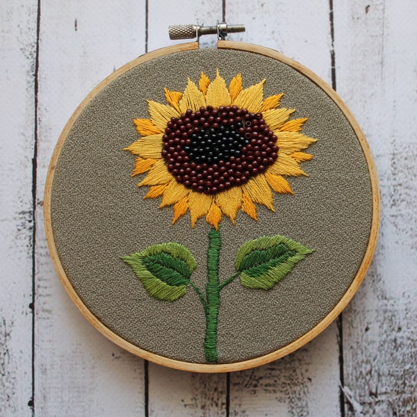 Stickerei-Reifen-Kunst-Blumen bestickt Sonnenblume Dekor große Oma Geschenk CUSTOM