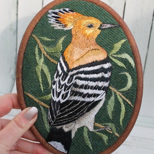 Hoopoe Bird Hand Embroidered Chainstitch Cushion Cover