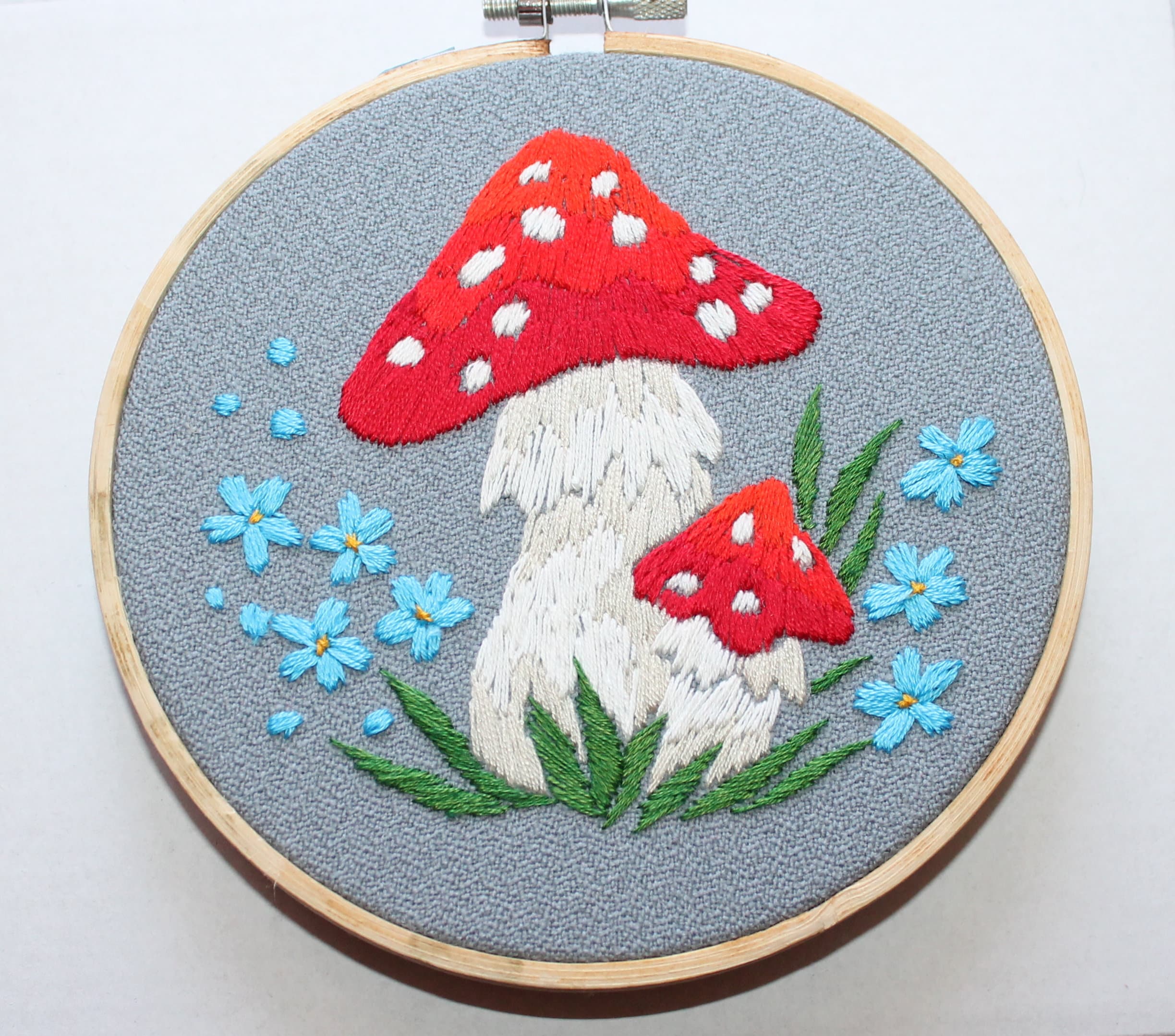 Mushroom Embroidery Hoop Art Amanita Muscaria Hand Embroidered Etsy