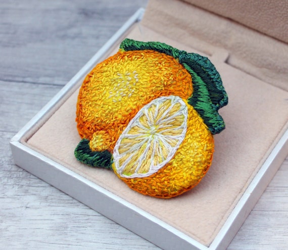Lemon Hand-Embroidered Pin Lemon Hand-Embroidered Pin