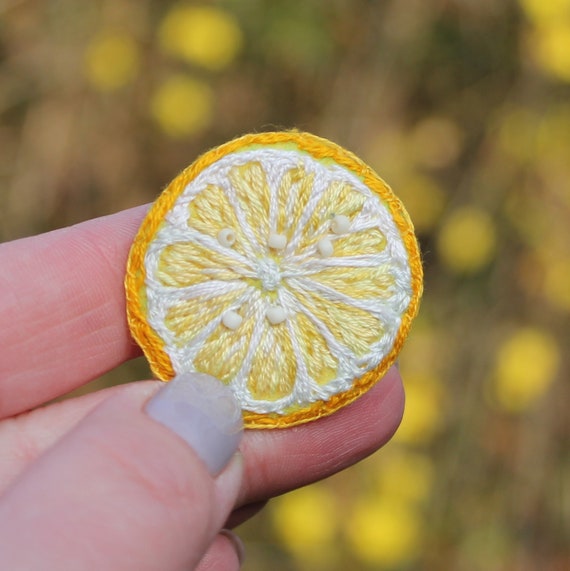 Lemon Hand-Embroidered Pin Lemon Hand-Embroidered Pin
