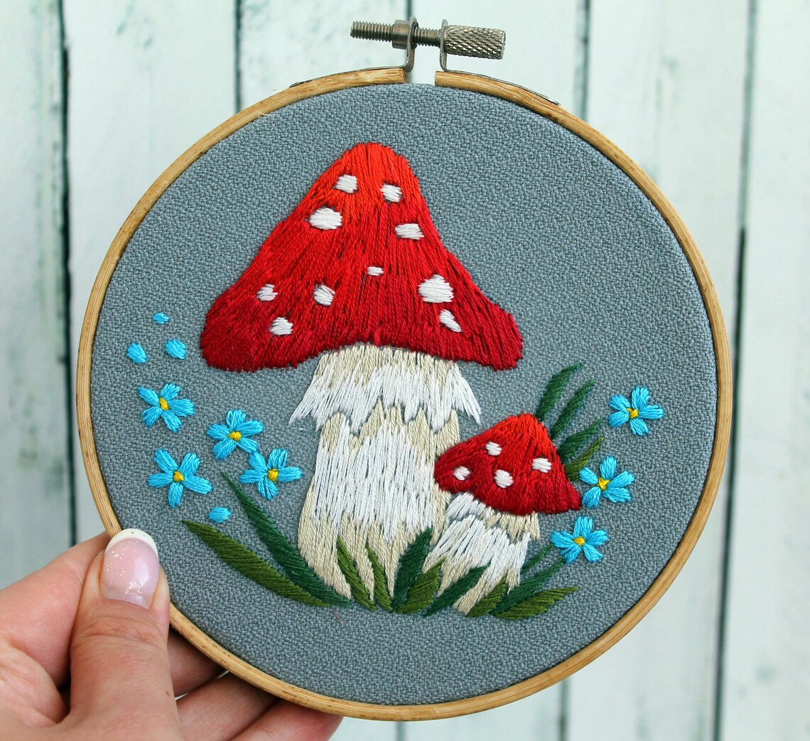 Cottagecore Decor Mushroom Embroidery Hoop Art Cottagecore Embroidery