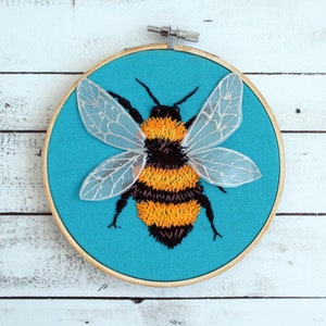 Bumble bee embroidery hoop art Hand embroidered wall decor beekeeper gift CUSTOM