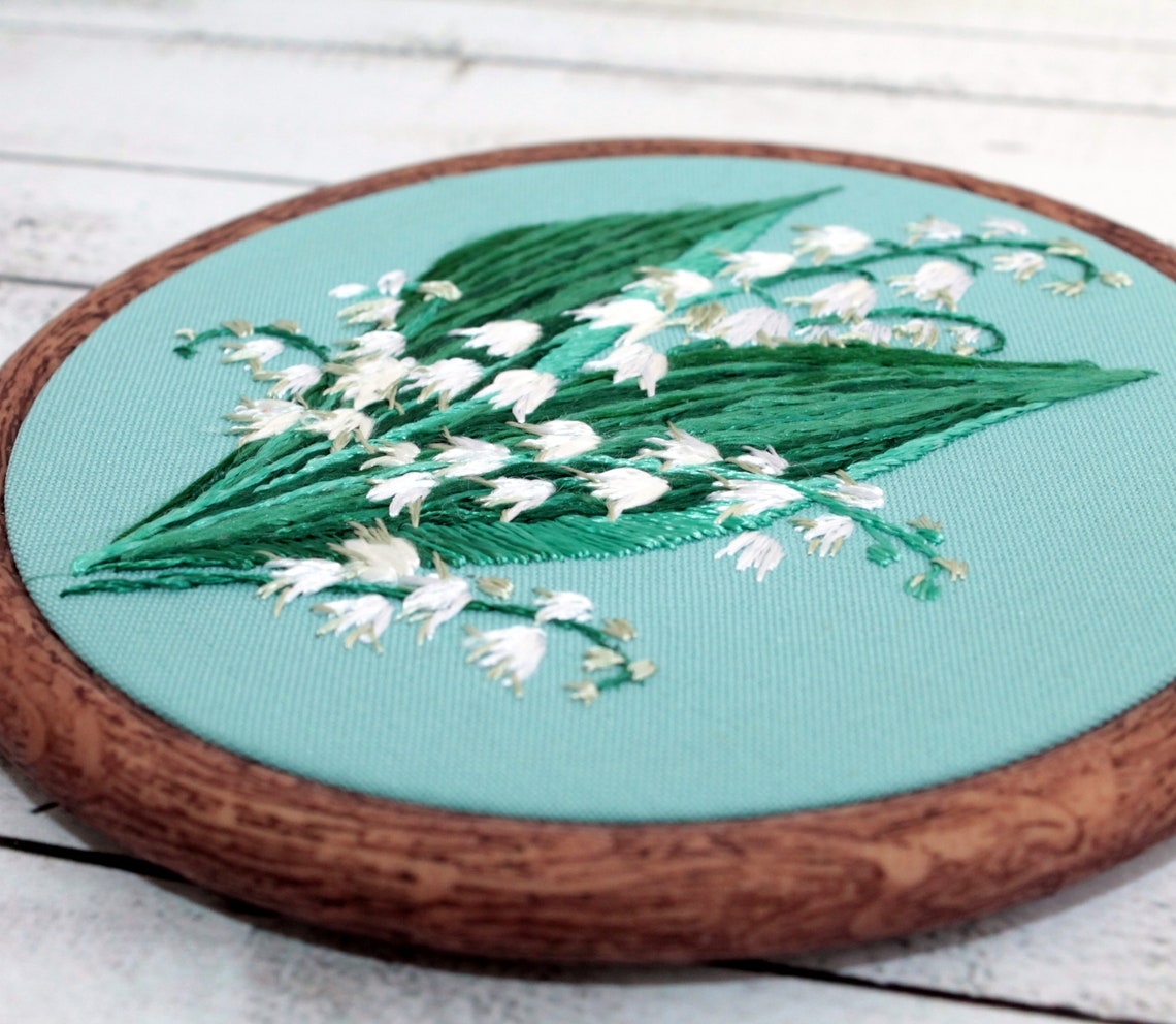 Lily of the valley Embroidery hoop art Hand embroidered flower Etsy