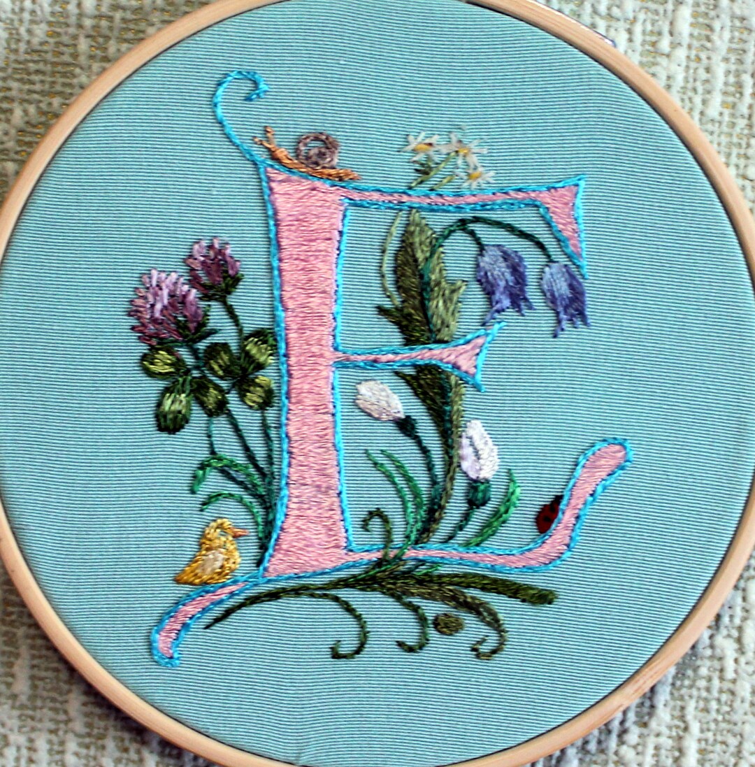 Embroidery Hoop Art Custom Flower Letter Name Sign - Etsy