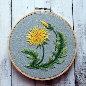 Dandelion Embroidery hoop art flowers Hand embroidered wall decor cottagecore CUSTOM