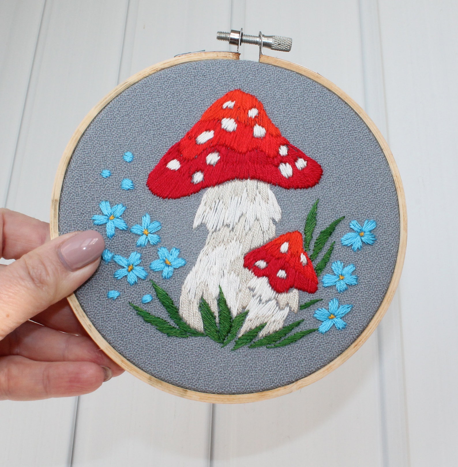 Mushroom Embroidery Hoop Art Amanita Muscaria Hand Embroidered - Etsy