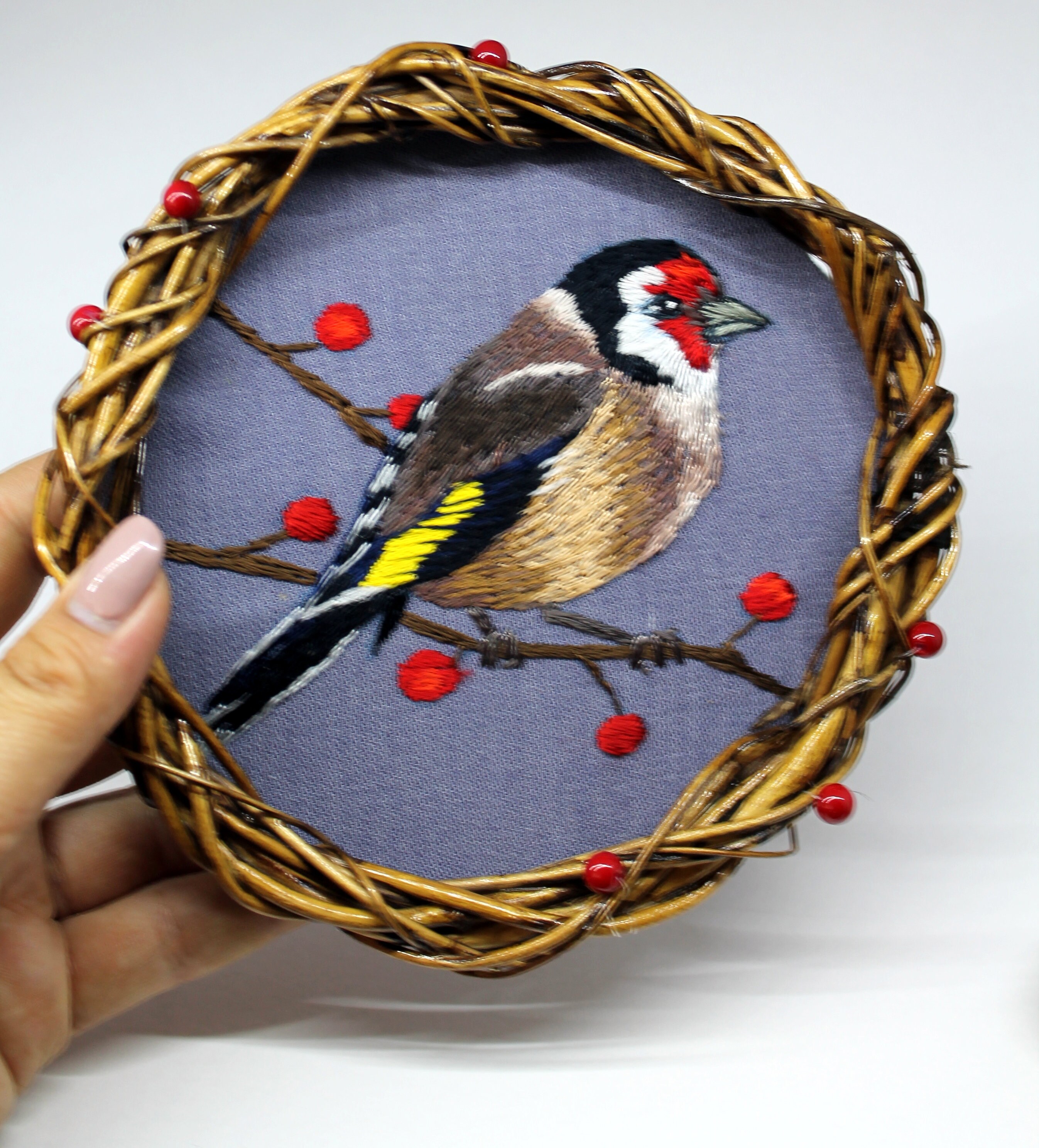 Cottagecore decor embroidery hoop art finch bird cottagecore  etsy
