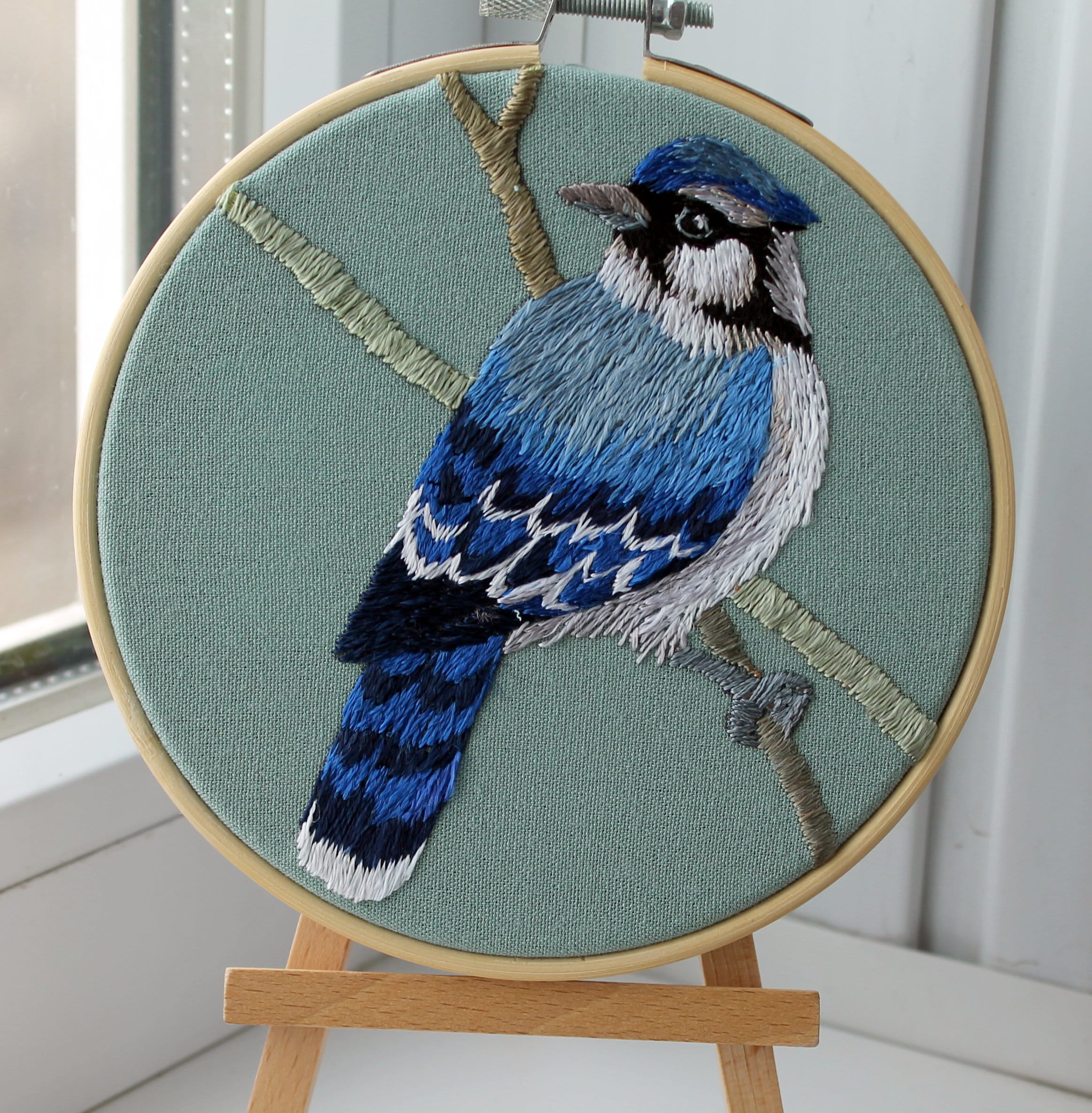 Embroidery Hoop Art Wall Decor Blue Jay Inspirational Gifts for Women