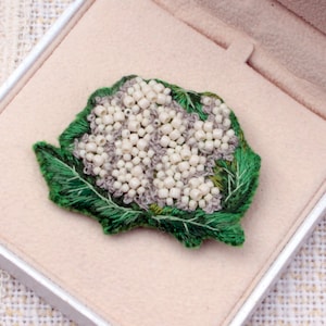 Cauliflower Hand-Embroidered Brooch Pin Cauliflower Hand-Embroidered Brooch Pin