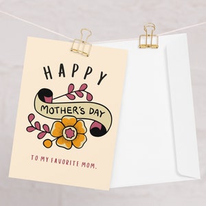 Tarjeta de felicitación floral retro para el Día de la Madre, tarjeta para madrastra, madrina, tarjeta floral para completar con sobre.