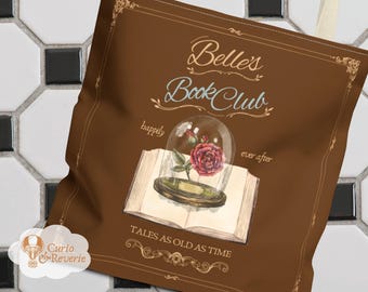 Belle's Book Club Tote, Retro Disney Prinzessin Geschenk für Leser literarische Tasche, Die Schöne und das Biest Fan Geschenk Bookish Geschenk für Bücherwurm