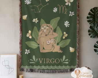 Virgo Woven Throw Blanket, Astrology gift, Zodiac Constellation Throw