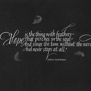 Emily Dickinson &#39;Hope&#39; Calligraphy Art Print: Inspirational Poetry