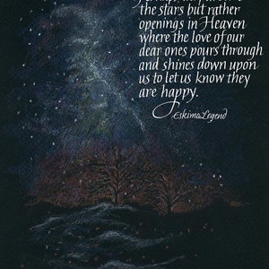Perhaps they are not the stars, Eskimo legend, 10 x 8&quot;, condolence gift, sympathy gift, in memory of, thinking of you, remembrance gift