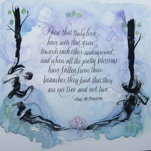 Captain Corelli's Mandolin Love Quote Print: Calligraphy Watercolor (8 1/2 x 11)