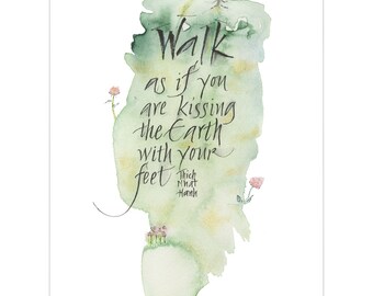 Thich Nhat Hahn Quote Print: Buddhist Wall Art, Watercolor Calligraphy (10x8)