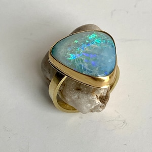 Australian Boulder Opal Ring, 22k Gold Ring, 18k Gold Ring