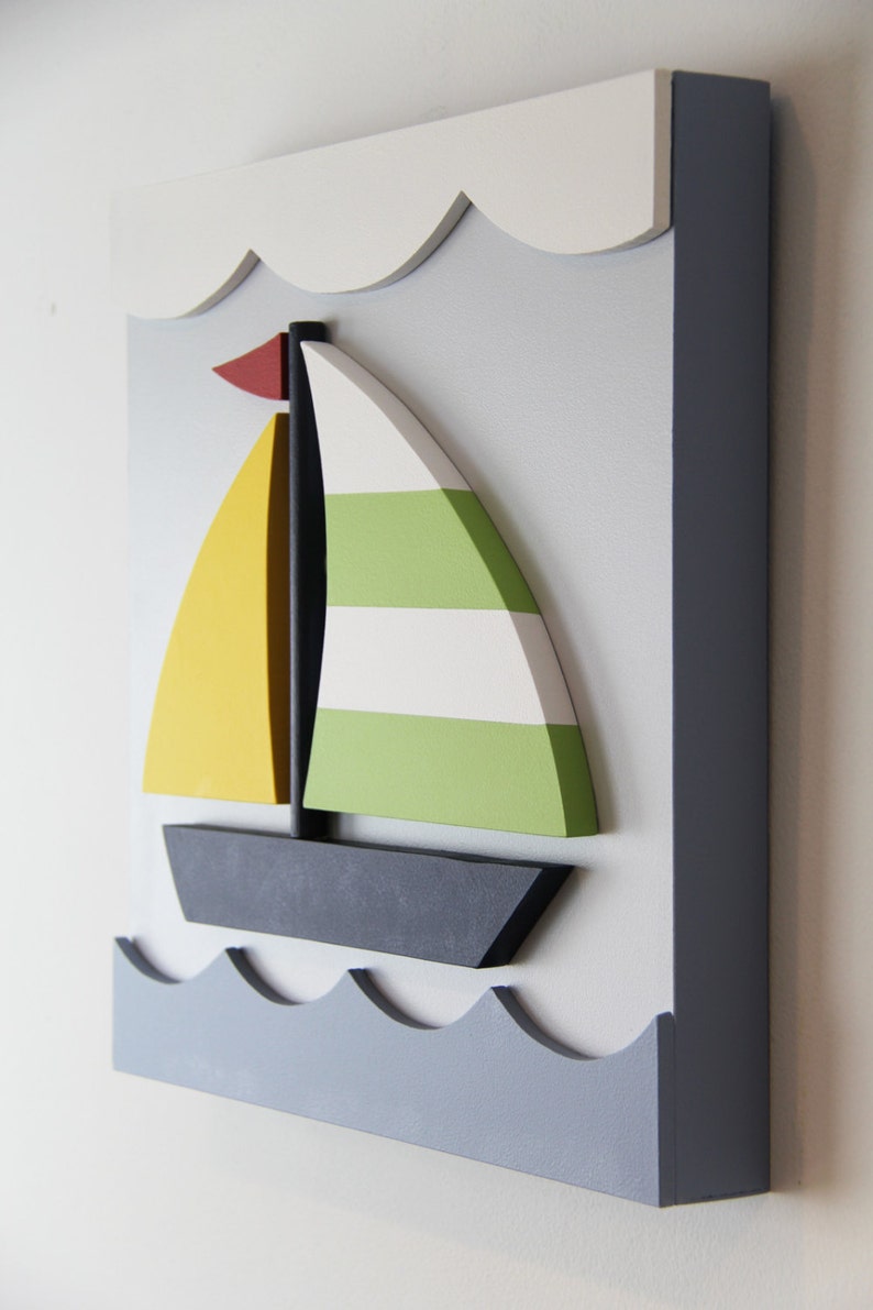 Velero madera 3D niños arte de la pared de la sala náutica | Etsy