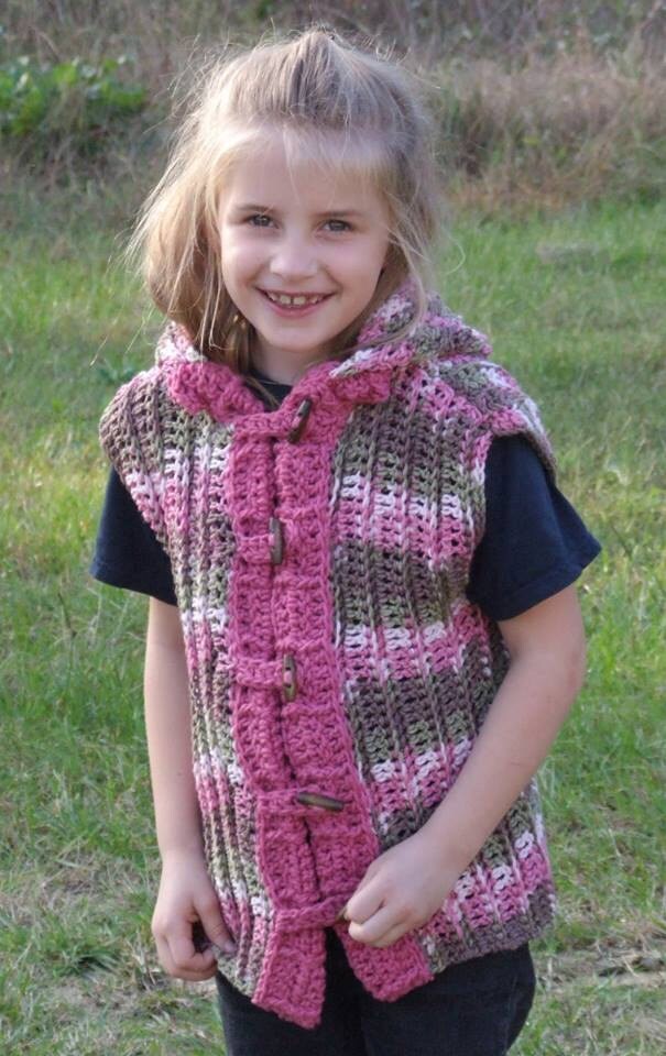 Attitude Child Crochet Hooded Vest 5-8 - Etsy