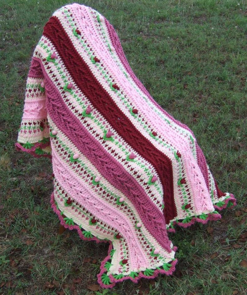 Crochet Baby Afghan, Vintage Victorian Rose Baby, Lap Afghan Pattern