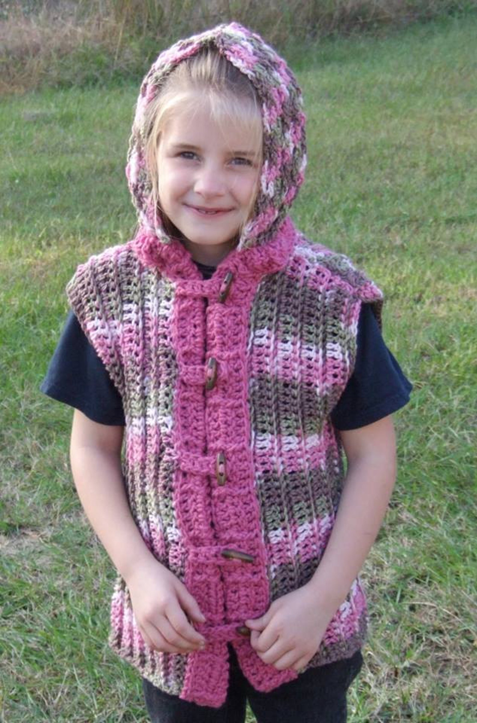 Child Crochet Hooded Vest Pattern 18M-4T Attitude | Etsy