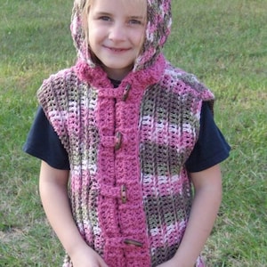 Attitude Child Crochet Hooded Vest 9-12, Boy&#39;s Crochet Vest, Girl&#39;s Crochet Vest, Crochet Child&#39;s Hooded Vest, Crochet Vest Pattern
