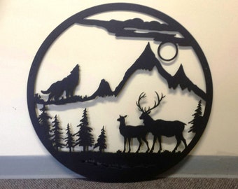Custom Metal Large Oval Deer Scene Wall Art can be | Etsy