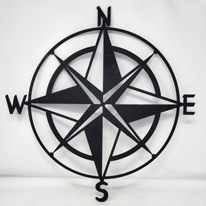 CLEARANCE - Handcrafted Detailed 20" Diameter Metal Compass Rose Sign Wall Art, Wall Hanging - Ready to Ship