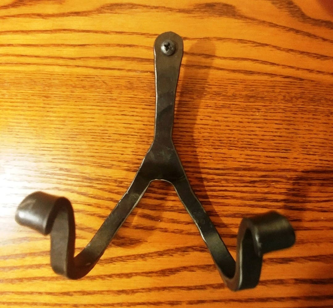 Sturdy Heavy Duty Rustic Iron Hand Metal Double Coat Hook, Hat