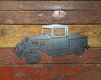 Sturdy Iron Metal 1930 Ford Truck Silhouette Cutout Steel Sign, Wall Hanging, Art Collectible