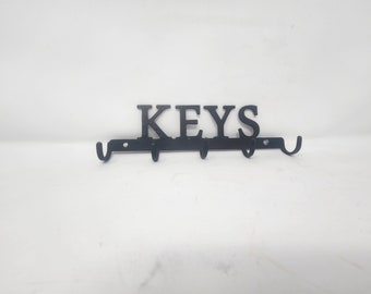 CLEARANCE - Sturdy Metal Iron Steel "KEYS" Key Rack Holder with Five Key Hooks, Ready to Ship