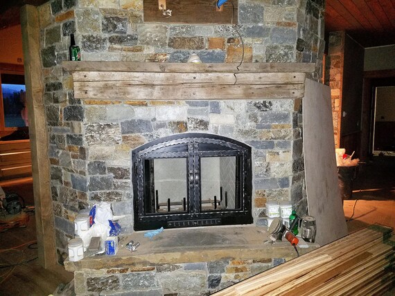 Custom Hammered Iron Fireplace Doors With Glass And Twisted Etsy