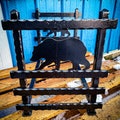 Hammered Iron Firewood Rack: Animal Silhouette Log Holder